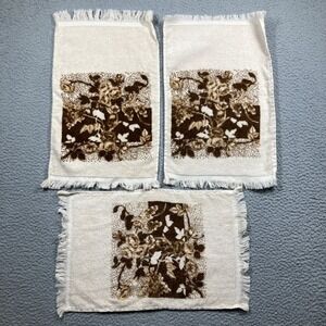 Vintage Cannon Bath Hand Towels Lot Of 3 Beige‎ Brown 17x11 inches Made in USA